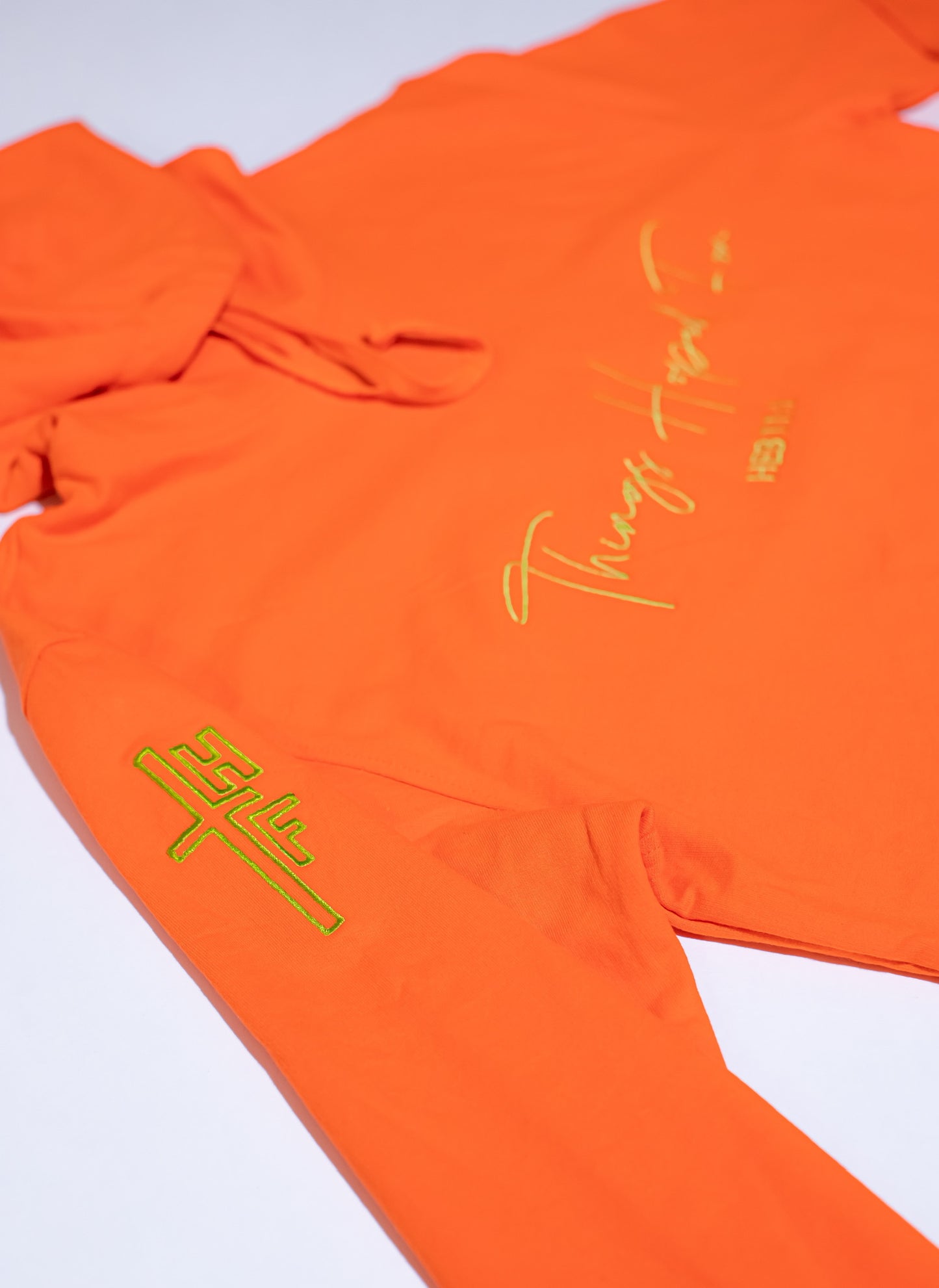 SAFETY ORANGE CROPPED HOODIE