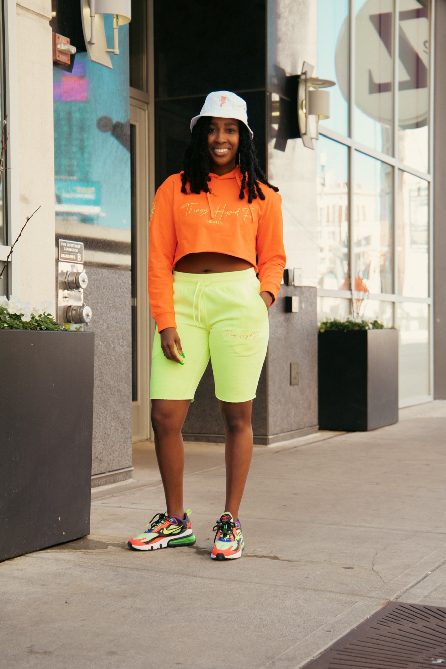 SAFETY ORANGE CROPPED HOODIE
