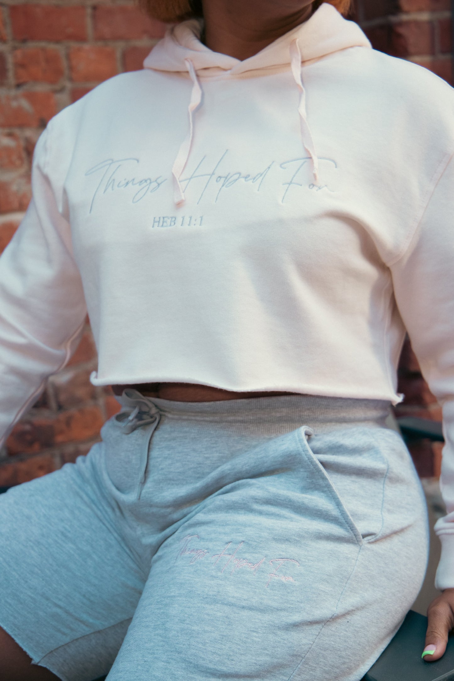 HALO BLUSH CROPPED HOODIE