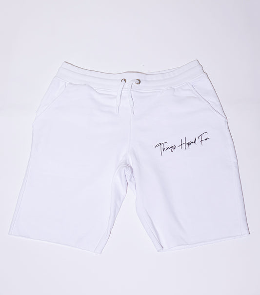 POWDER WHITE SWEATSHORTS